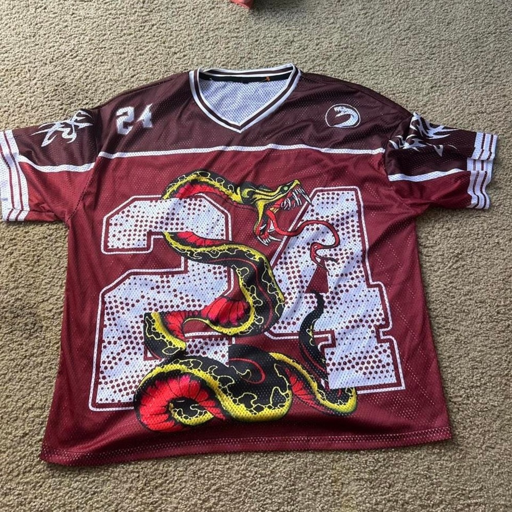 Custom‎ red and white Kobe snake jersey